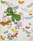 Andy Warhol Butterflies big green in middle painting